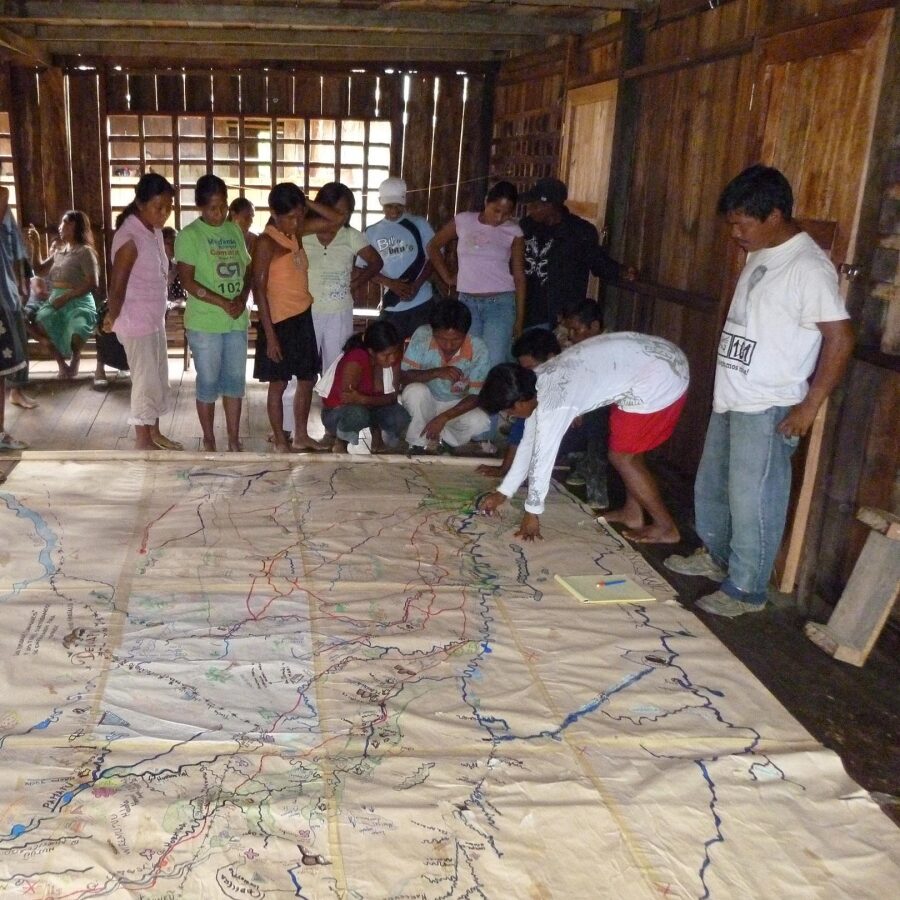 Tikuna's identifying sacred lands in their territory (Amazonas, Colombia). Credit: Camilo Alejo
