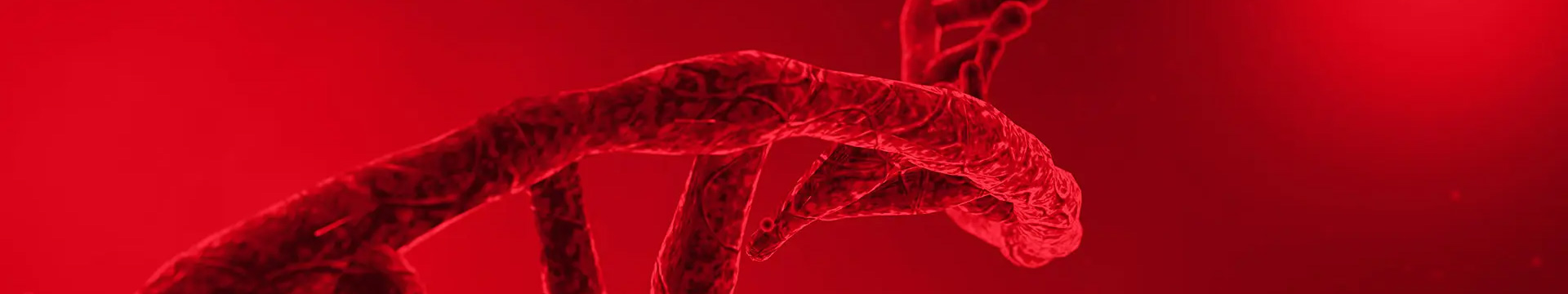 A close-up of a part of a DNA strand, featuring McGill's redworld treatment