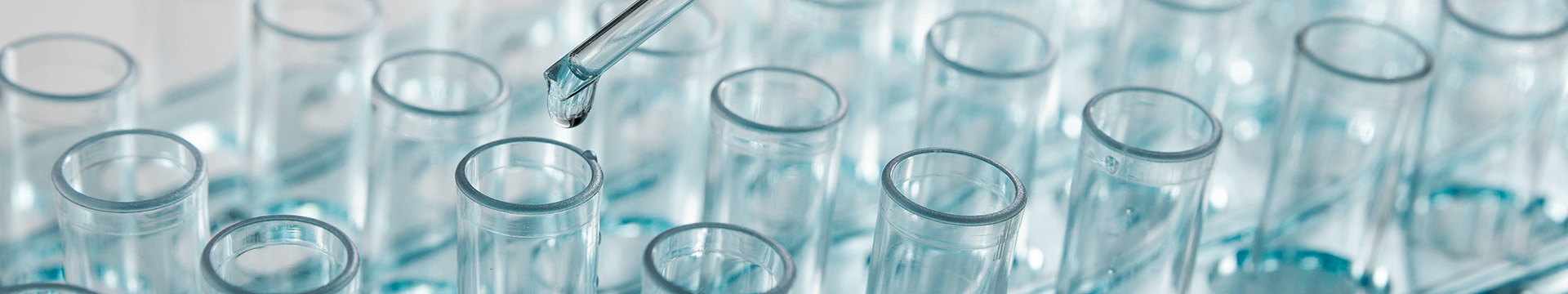 A close-up image of empty glass vials